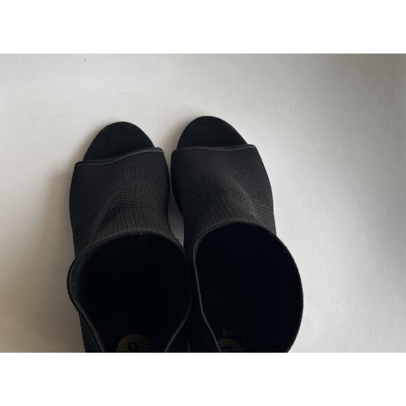 Eileen Fisher Croft Stretch Knit Open Toe Bootie Sz 9 Black Stretch Knit - Picture 14 of 14